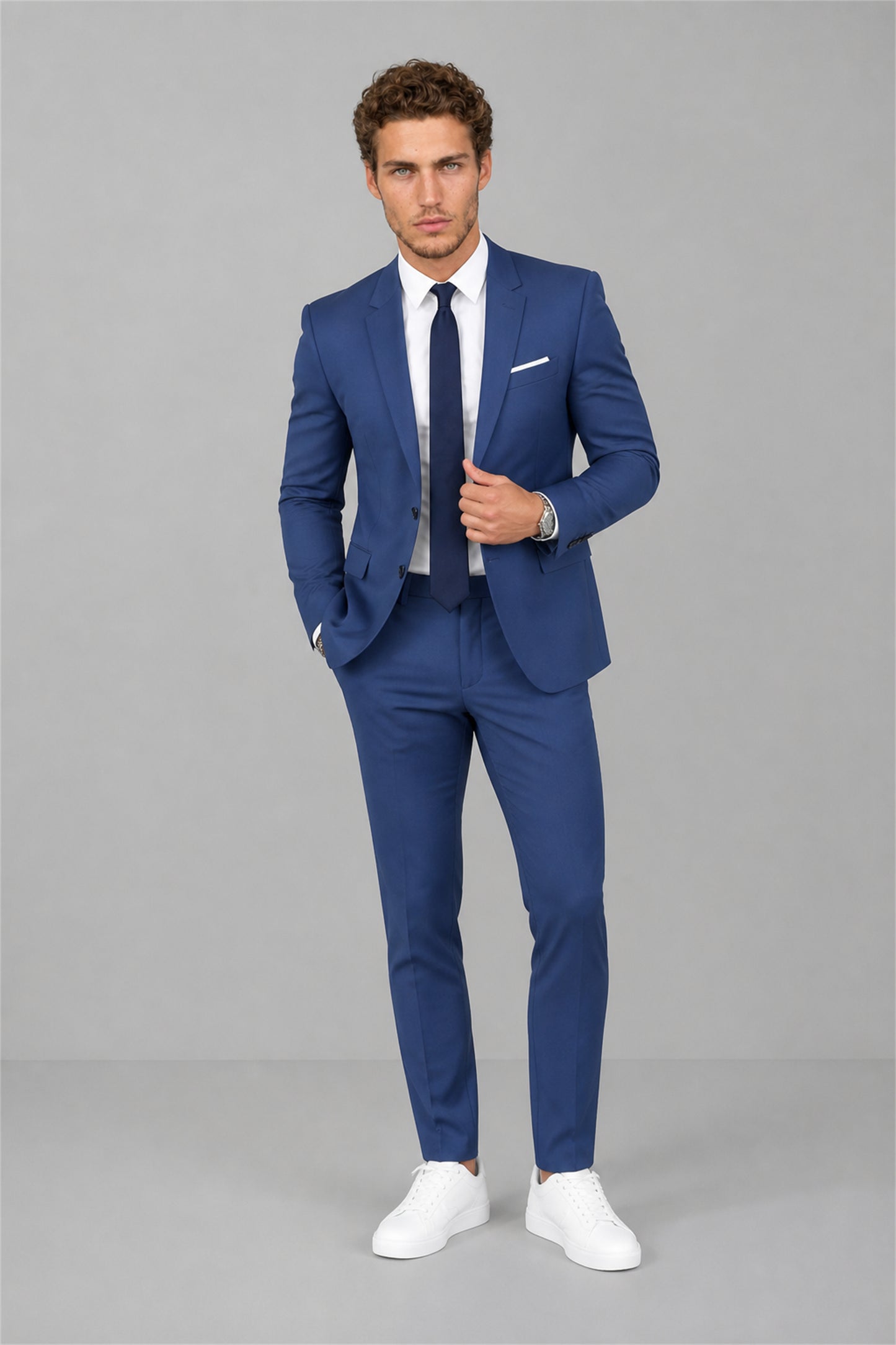 Men's Blue Slim Fit 2-Piece Suit Set – Walking Full Length | Savile GA0195