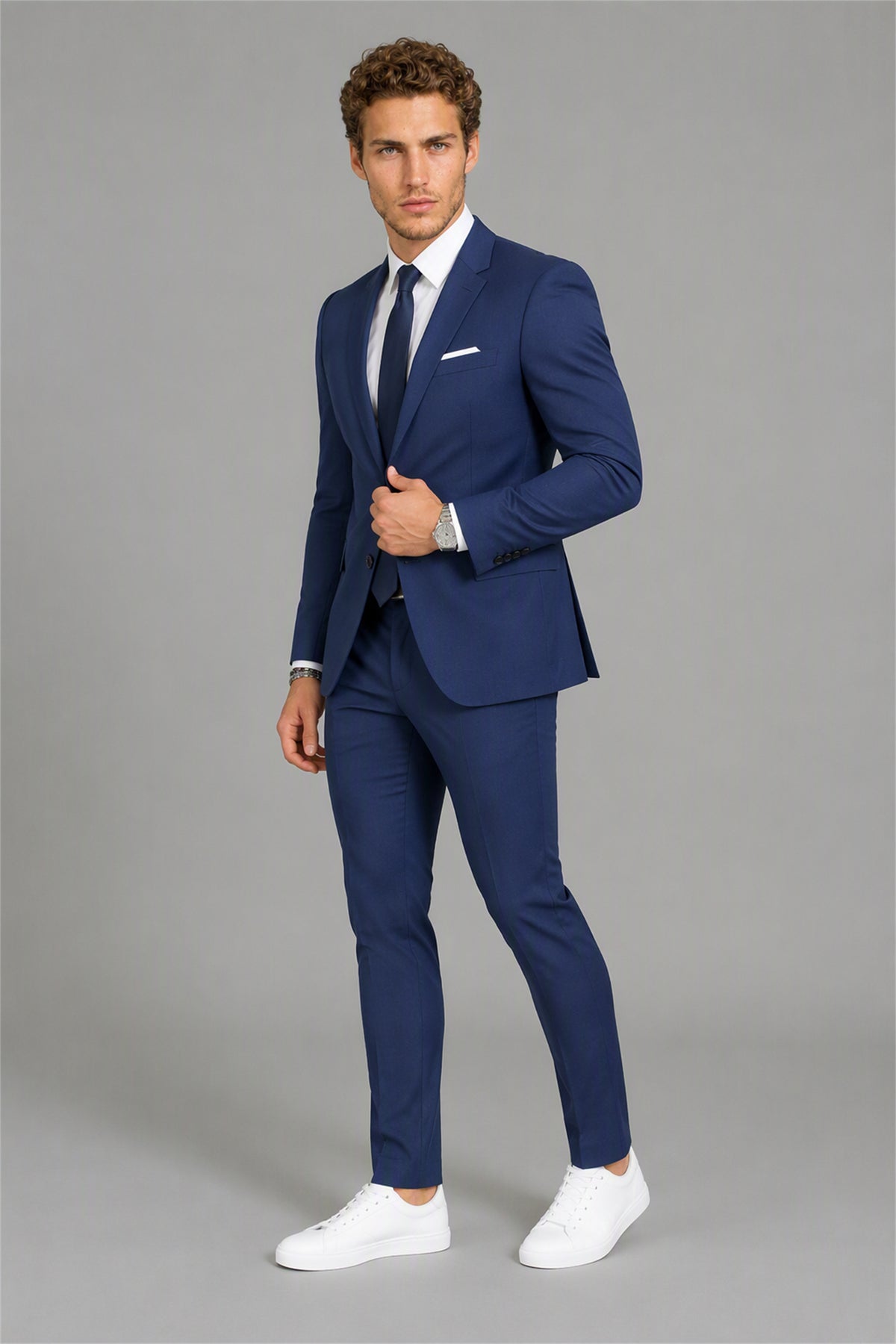 Men's Blue Slim Fit 2-Piece Suit Set – Back Side View | Savile GA0195