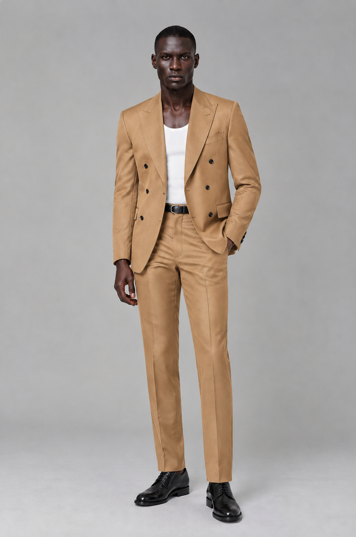 Savile Men's Gold Double Breasted Slim Fit 2-Piece Suit Set – Blazer & Trousers | Wedding Gala Formal - Gold - Gold_02
