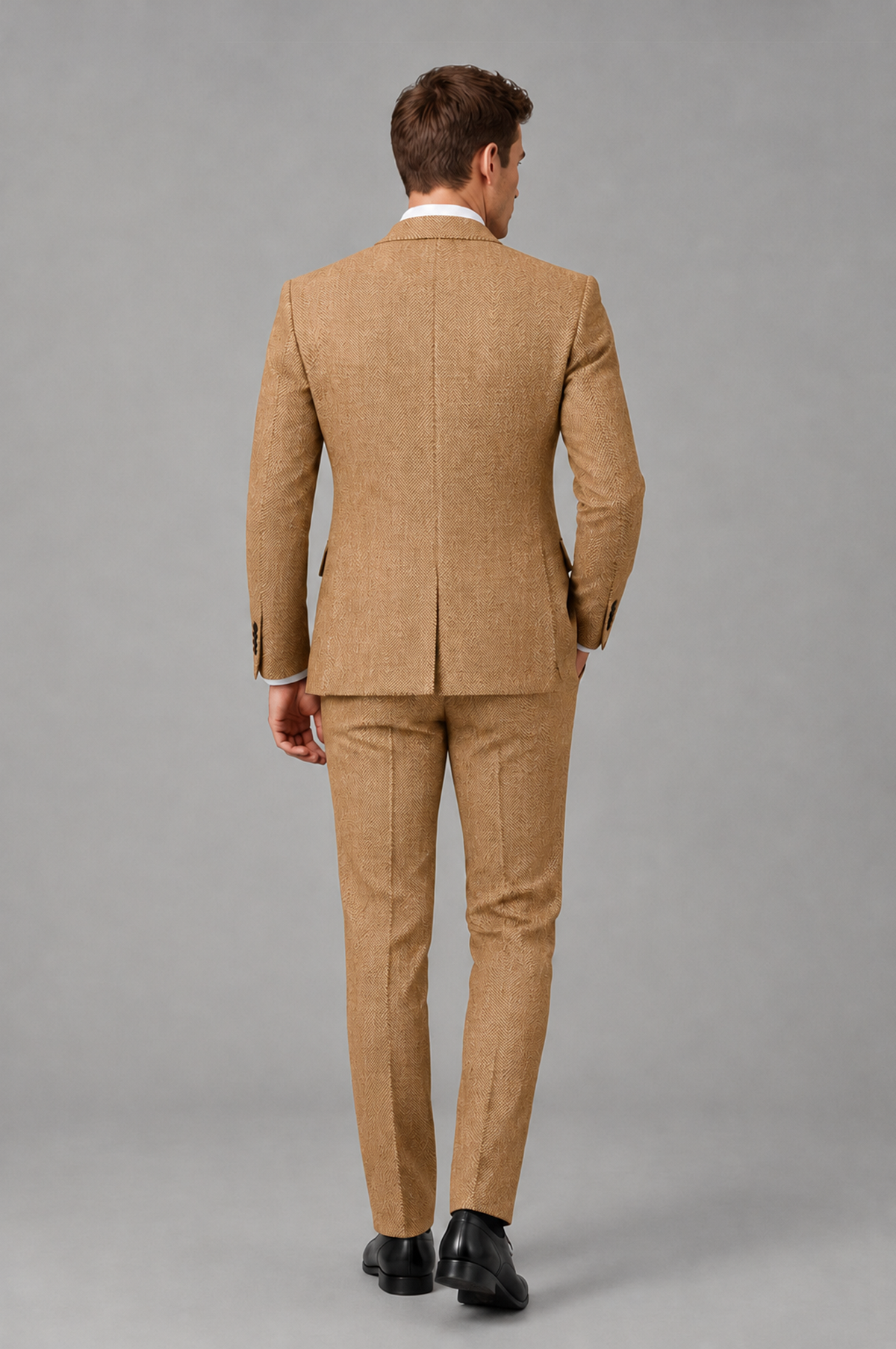 Savile Men's Grey Notch Lapel 3-Piece Suit Set | Jacket, Vest & Trousers - Gold - Gold