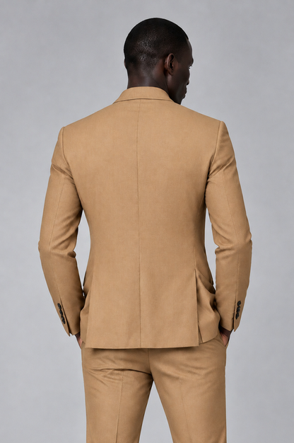 Savile Men's Gold Double Breasted Slim Fit 2-Piece Suit Set – Blazer & Trousers | Wedding Gala Formal - Gold - Gold_03