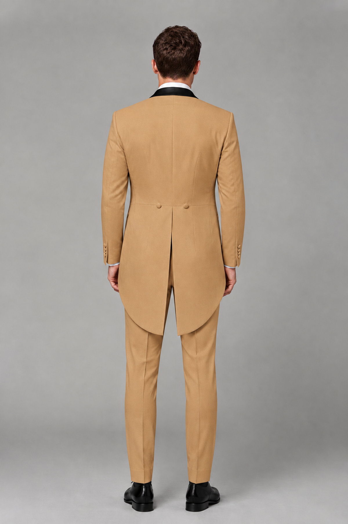 Savile Gold 3-Piece Tailcoat Tuxedo Suit with Black Peak Lapel - Gold - Gold_03