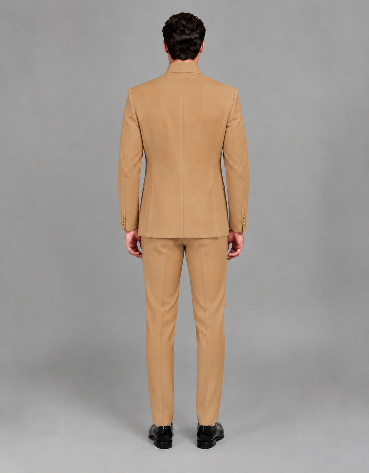 BOLODOO Men's Gold Asymmetrical Mandarin Collar Tuxedo Suit – Modern 2-Piece Gold Button Wedding, Prom & Gala Set - Gold - Gold_03