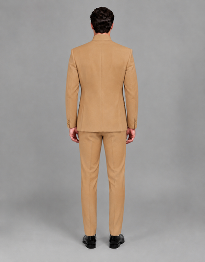 BOLODOO Men's Gold Asymmetrical Mandarin Collar Tuxedo Suit – Modern 2-Piece Gold Button Wedding, Prom & Gala Set - Gold - Gold_03