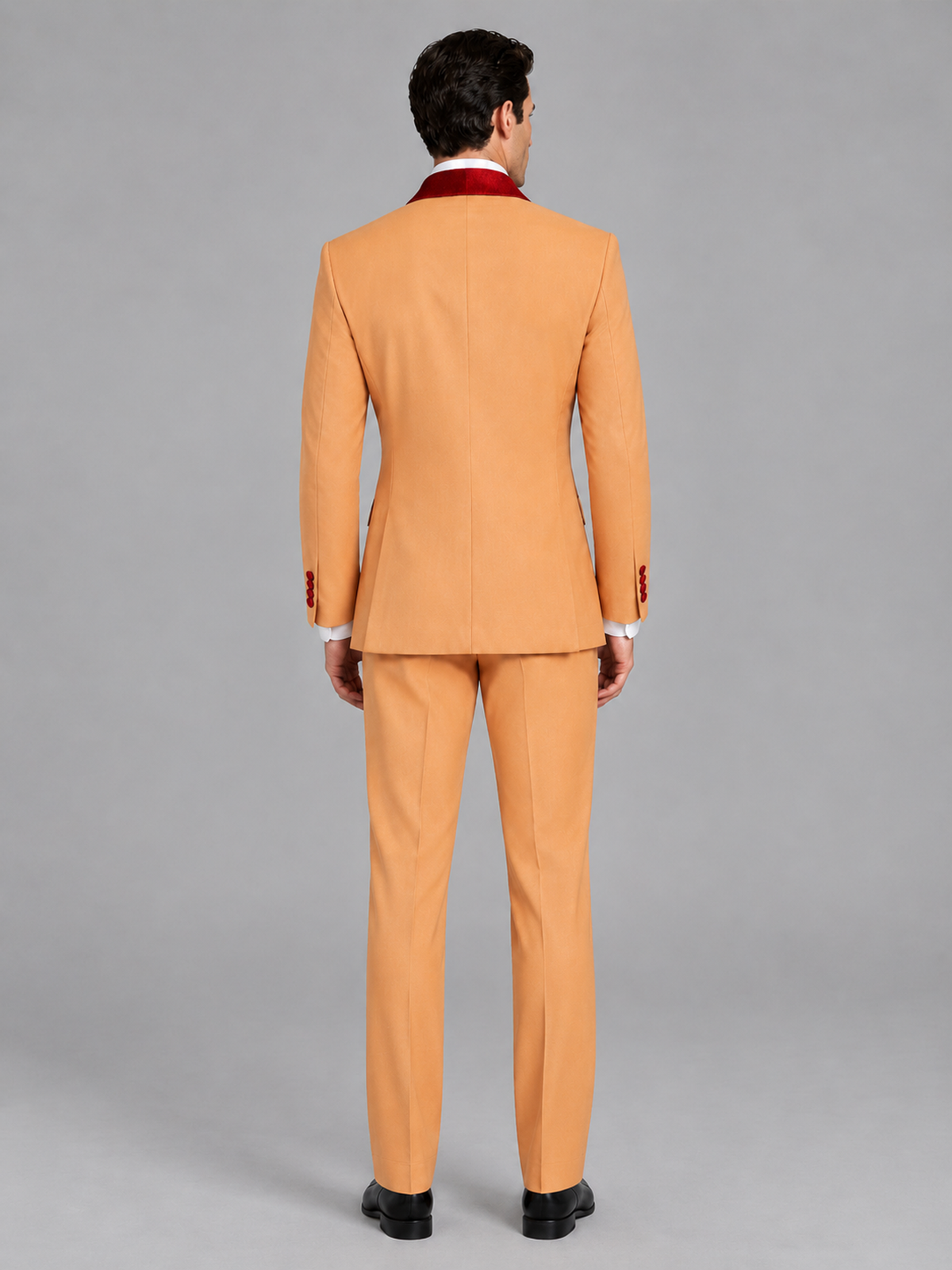 Savile Men's Gold 3-Piece Tuxedo Suit Set – Contrast Red Shawl Lapel Blazer, Red Waistcoat & Trousers - SUC020 - Gold