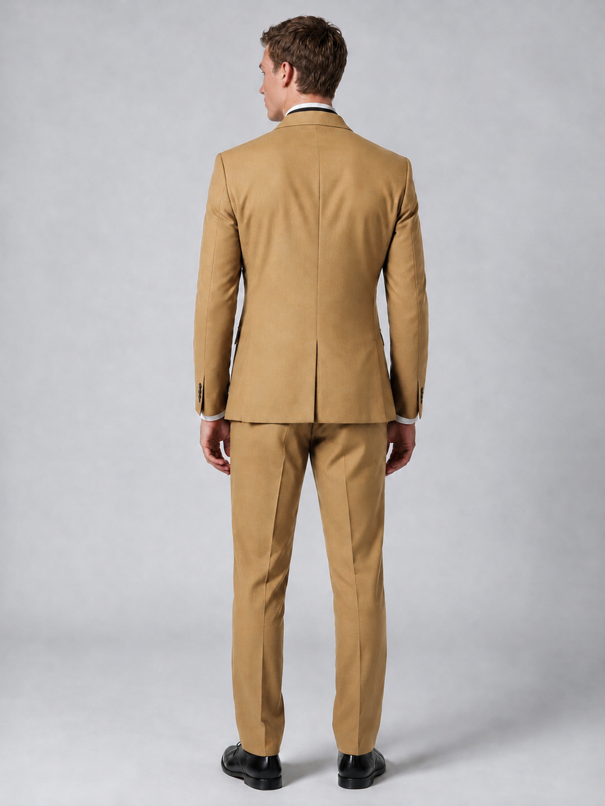 Savile Men's Gold Wrap Shawl Lapel 2-Piece Suit Set – Modern Jacket & Trousers - Gold - Gold_3