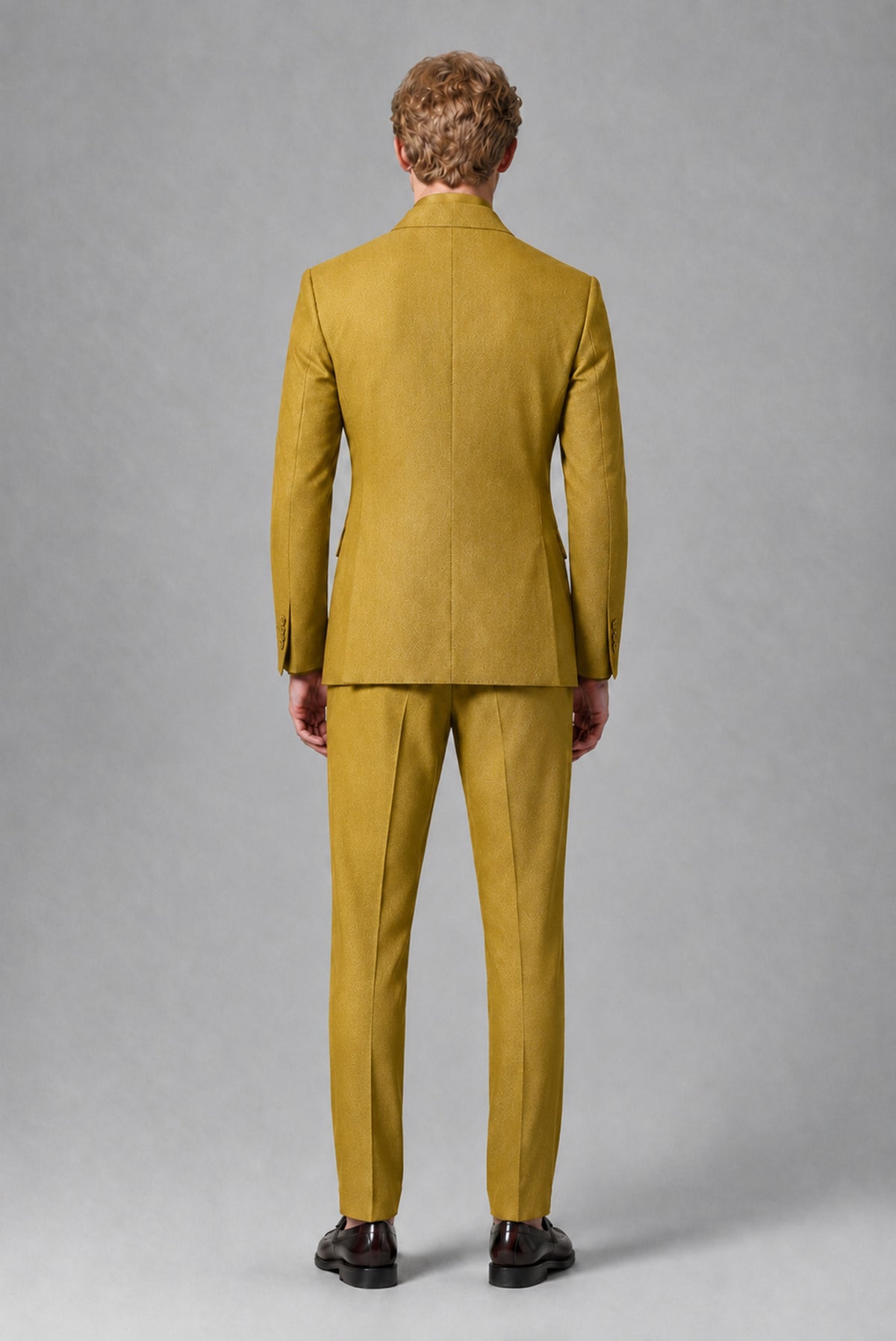Savile Men's Gold Double-Breasted Two-Piece Suit - Gold
