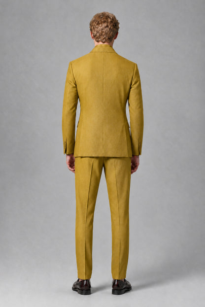 Savile Men's Gold Double-Breasted Two-Piece Suit - Gold