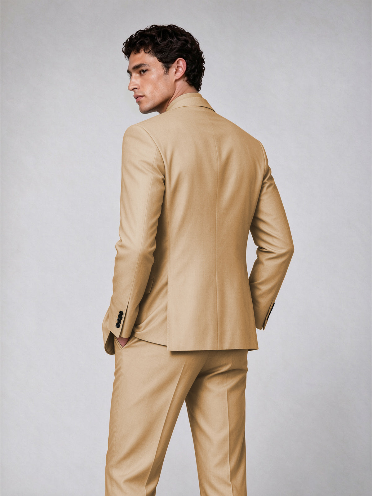 Savile Men's Gold Double-Breasted 2-Piece Suit Set – Blazer & Trousers - Gold