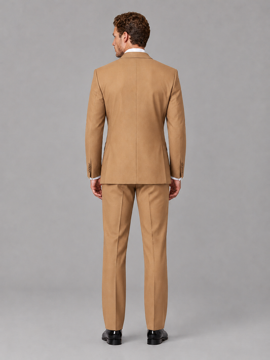 Savile Men's Gold Peak Lapel 3-Piece Tuxedo Suit | Jacket, Vest & Trousers - Gold