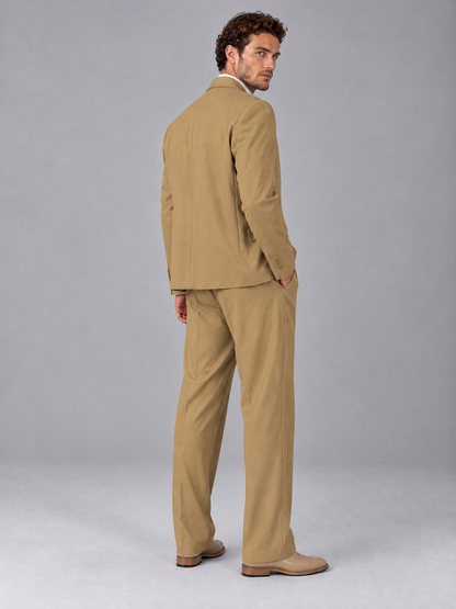 Savile Gold Beige Double-Breasted 2-Piece Suit with Peak Lapel - Gold