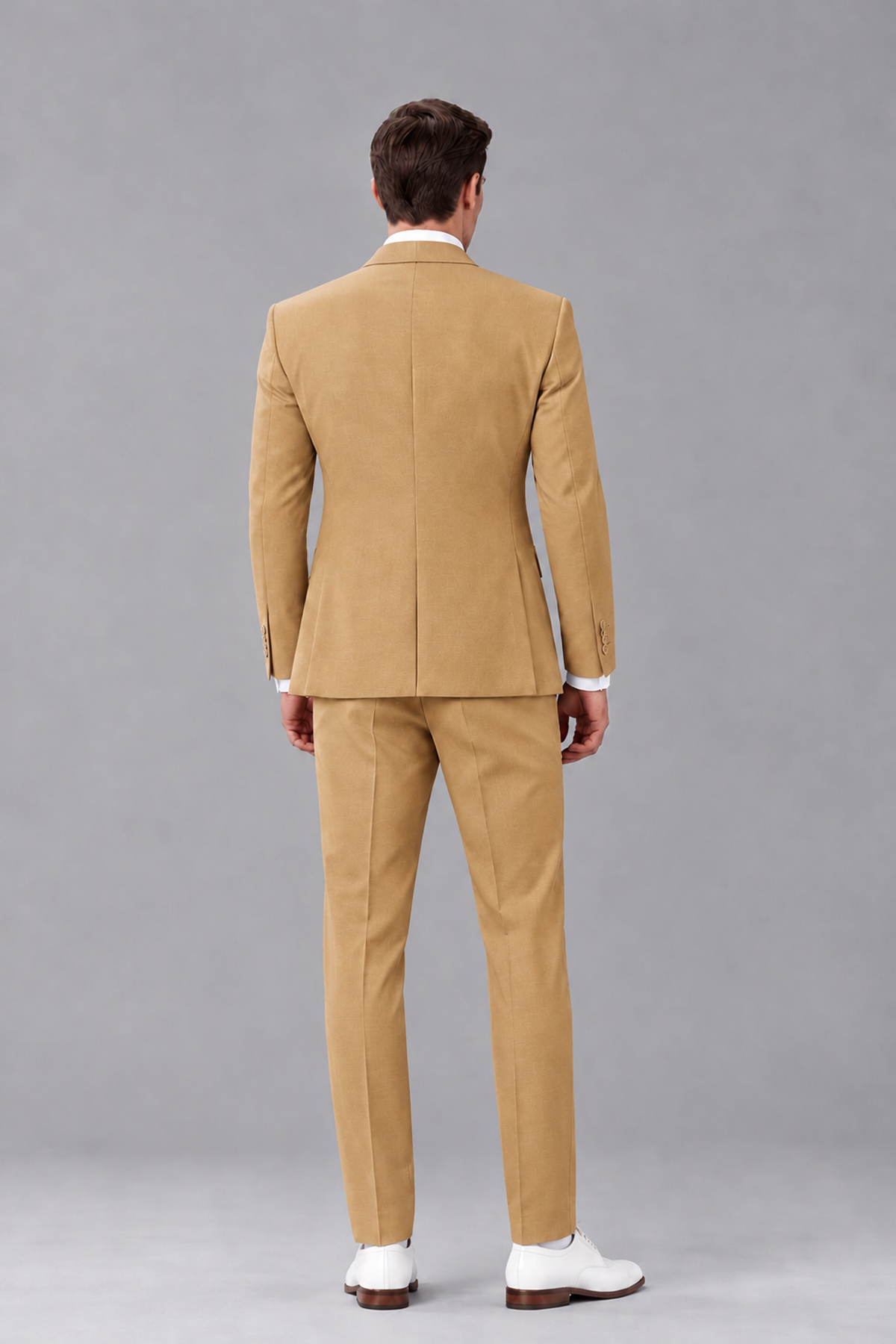 Savile Gold 3-Piece Suit with Notch Lapel & Chain Vest - Gold