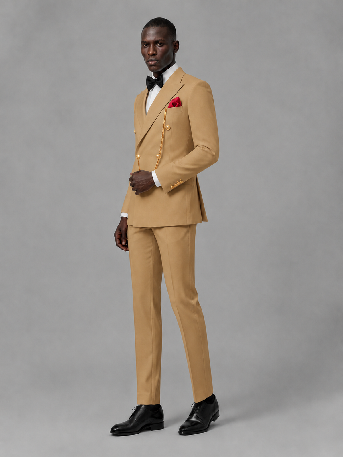 Men's Gold Double-Breasted 2-Piece Suit Set – Jacket & Trousers | Gold Chain - Gold