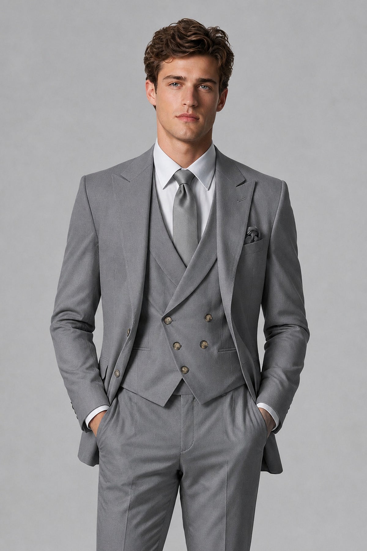 Savile Men's Dusty Gray 3-Piece Suit – Jacket, Vest & Trousers | QX0113 - Gray