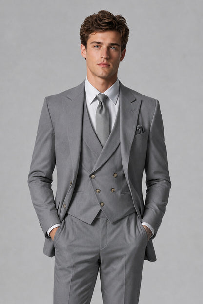 Savile Men's Dusty Gray 3-Piece Suit – Jacket, Vest & Trousers | QX0113 - Gray