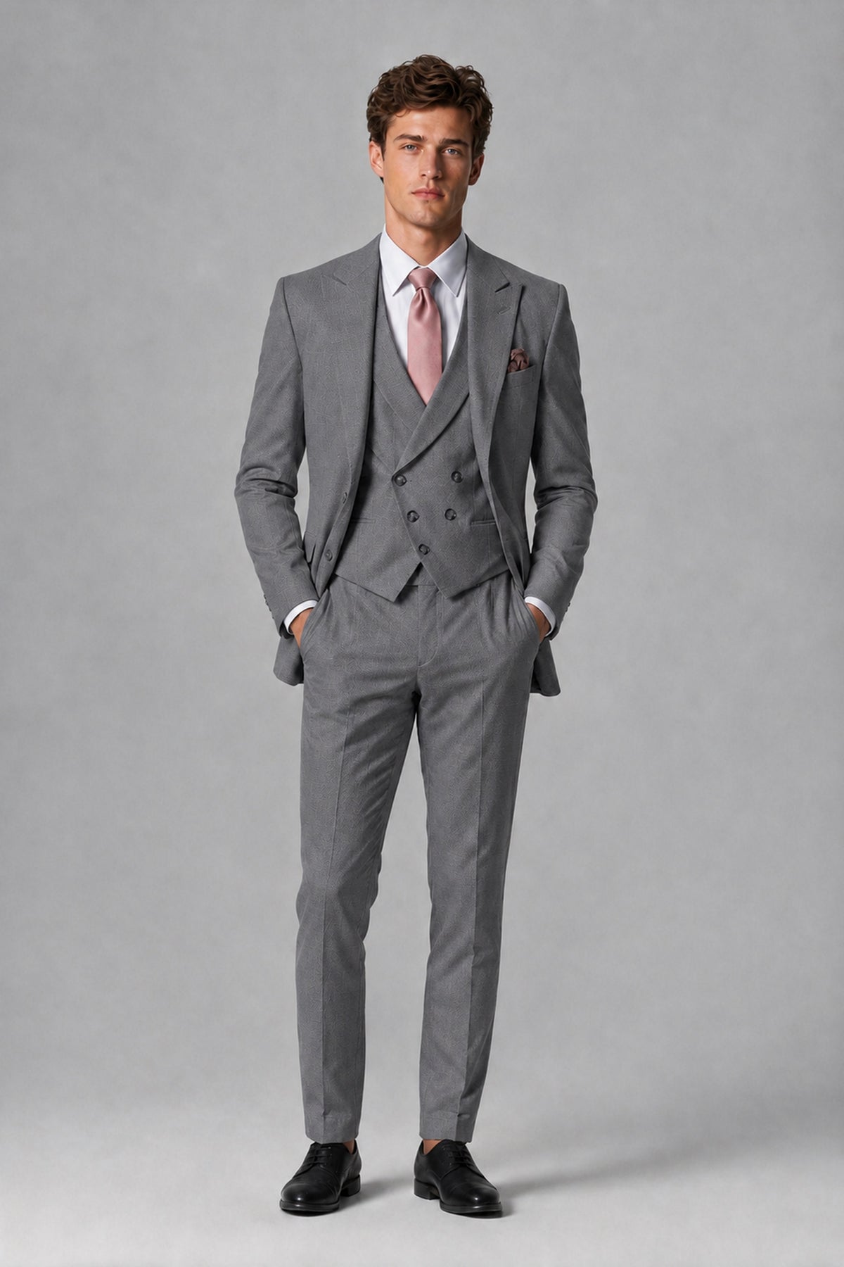 Savile Men's Dusty Gray 3-Piece Suit – Jacket, Vest & Trousers | QX0113 - Gray