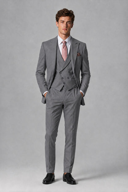 Savile Men's Dusty Gray 3-Piece Suit – Jacket, Vest & Trousers | QX0113 - Gray
