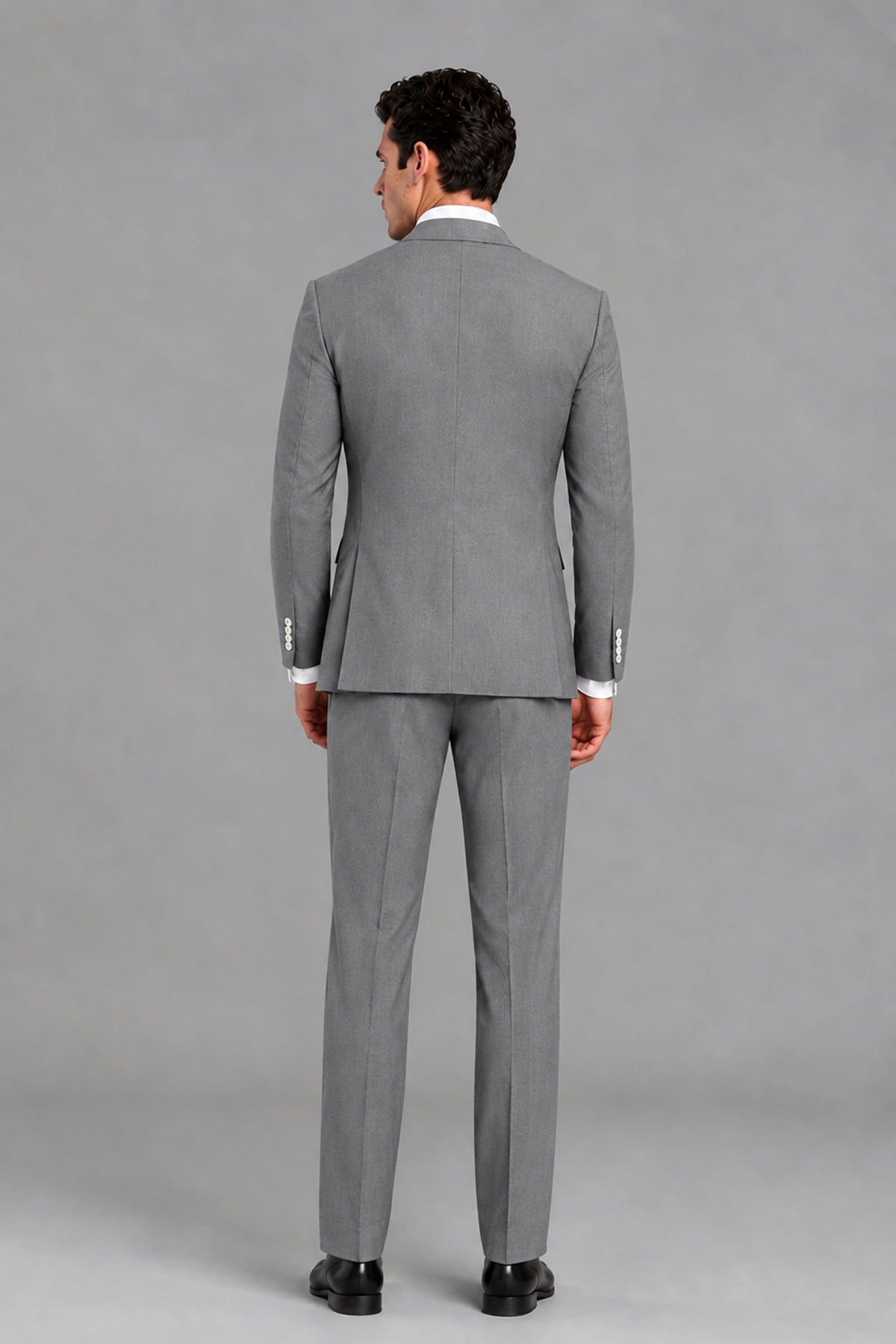 Savile Men's Modern Gray 2-Piece Wrap Suit Set – Peak Lapel Side-Button Blazer & Tailored Trousers - Gray - Gray_3