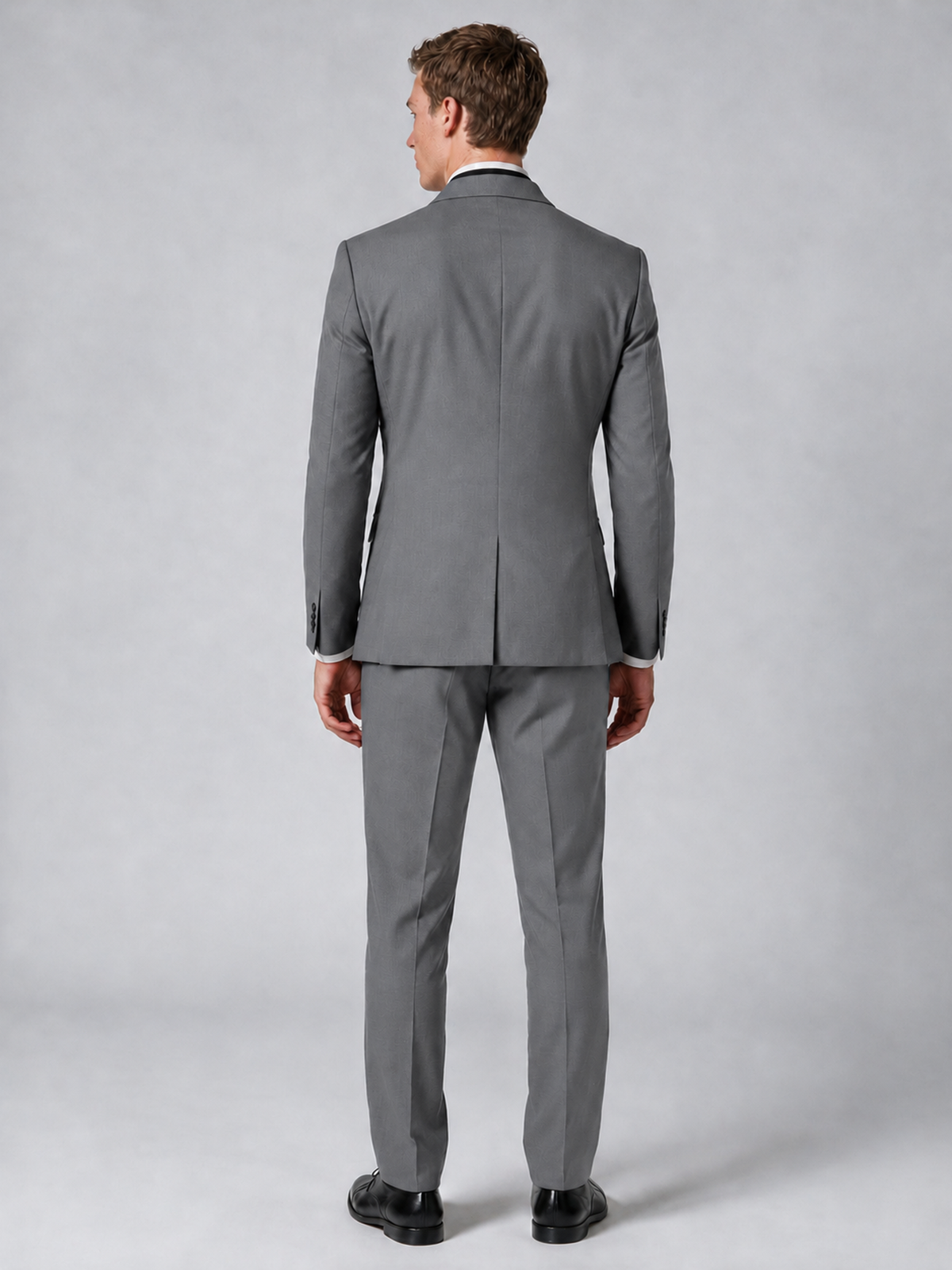 Savile Men's Gray Wrap Shawl Lapel 2-Piece Suit Set – Modern Jacket & Trousers - Gray - Gray_3