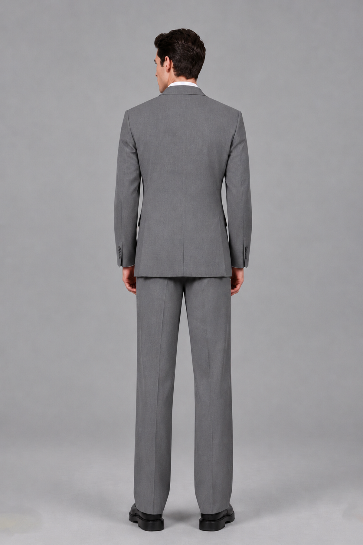 Savile Men's Gray Pleated 2-Piece Suit Set | Notch Lapel Blazer & Tailored Trousers - Gray - Gray_3