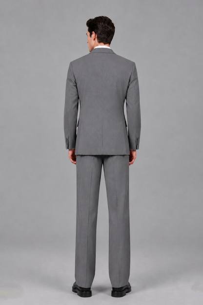 Savile Men's Gray Pleated 2-Piece Suit Set | Notch Lapel Blazer & Tailored Trousers - Gray - Gray_3