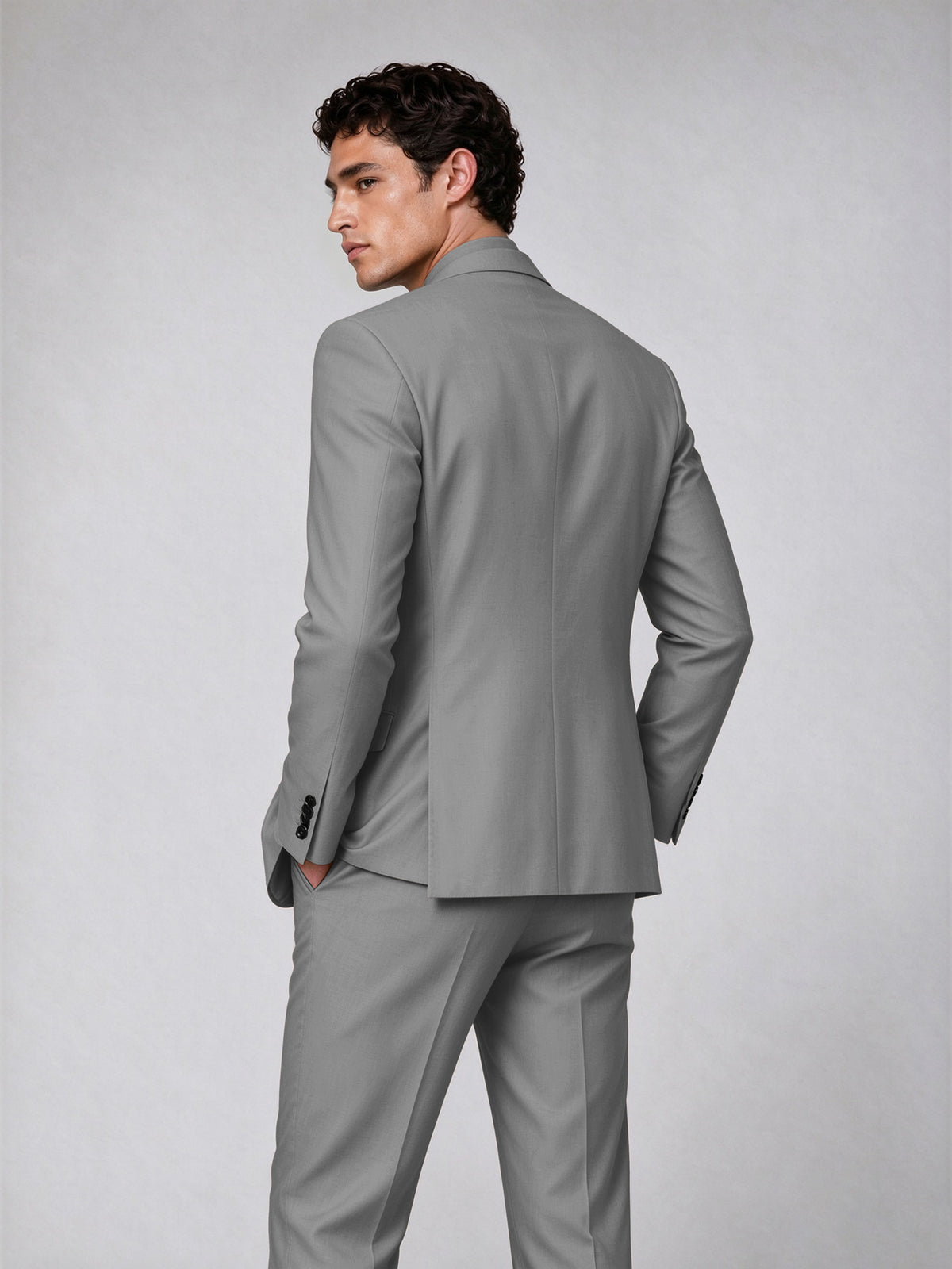 Savile Men's Gray Double-Breasted 2-Piece Suit Set – Blazer & Trousers - Gray