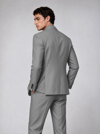 Savile Men's Gray Double-Breasted 2-Piece Suit Set – Blazer & Trousers - Gray
