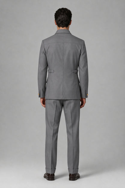 Savile Gray Safari Jacket & Trousers Two-Piece Men's Suit - Gray