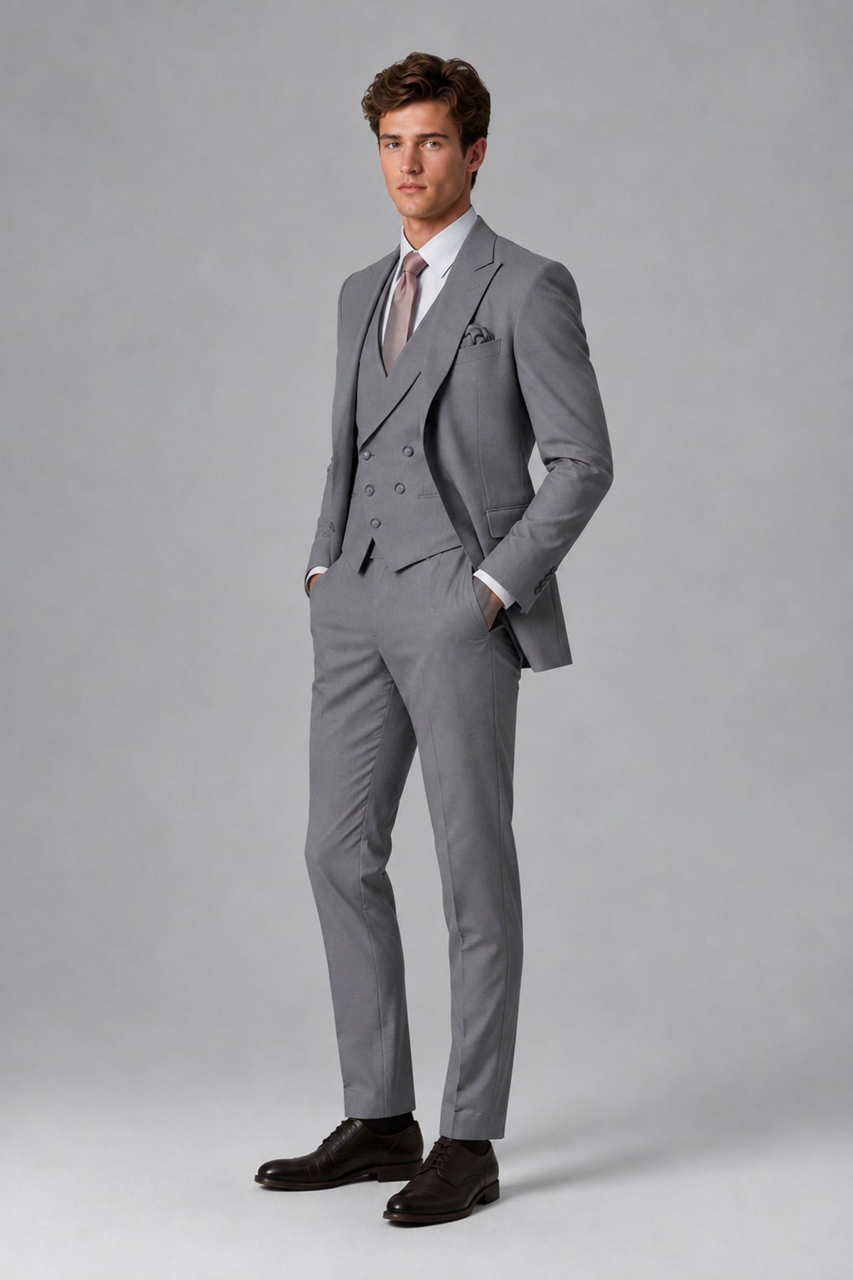 Savile Men's Dusty Gray 3-Piece Suit – Jacket, Vest & Trousers | QX0113 - Gray
