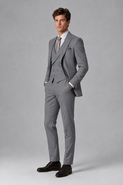Savile Men's Dusty Gray 3-Piece Suit – Jacket, Vest & Trousers | QX0113 - Gray