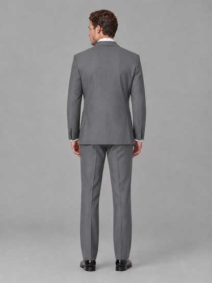 Savile Men's Gray Peak Lapel 3-Piece Tuxedo Suit | Jacket, Vest & Trousers - Gray