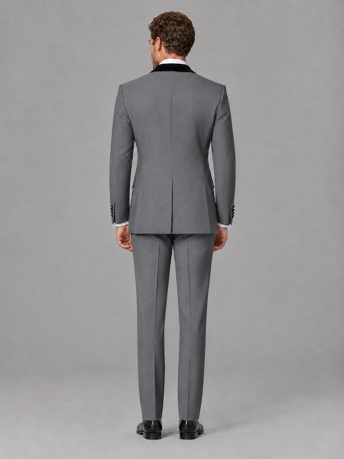 Savile Men's Gray Velvet Shawl Lapel Tuxedo Suit – Modern Side-Buckle Dinner Jacket & Trousers 2-Piece Set - Gray