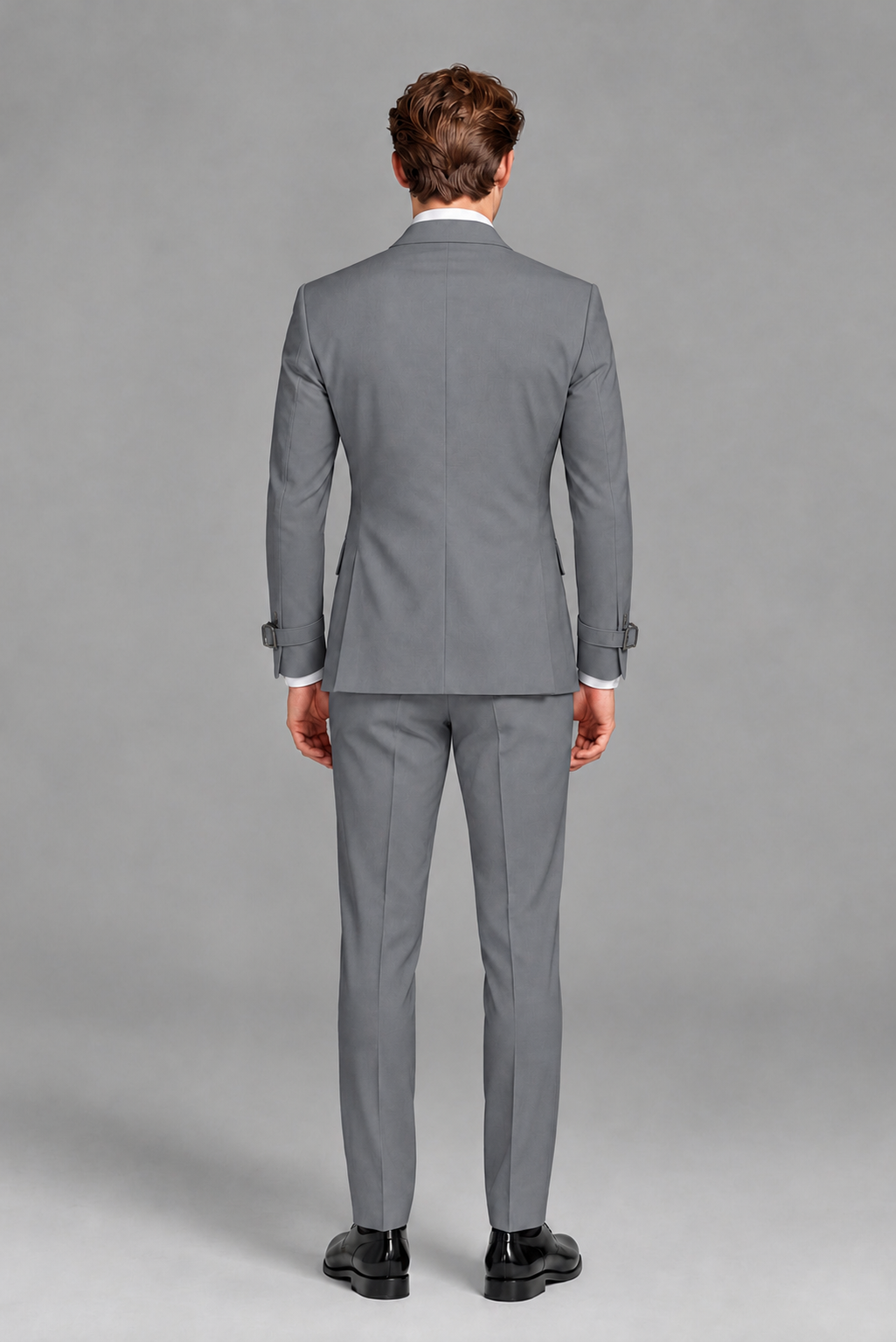 Savile Men's Gray Buckle-Closure 2-Piece Suit Set | Peak Lapel Blazer & Trousers - Gray