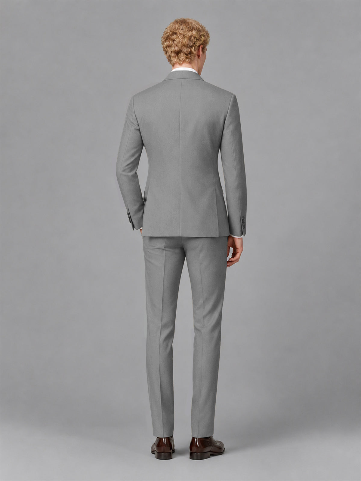 Men's Gray Single-Button Gray Satin Shawl Lapel Tuxedo Suit Set | Blazer & Trousers - Gray