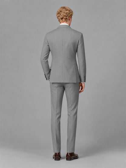Men's Gray Single-Button Gray Satin Shawl Lapel Tuxedo Suit Set | Blazer & Trousers - Gray