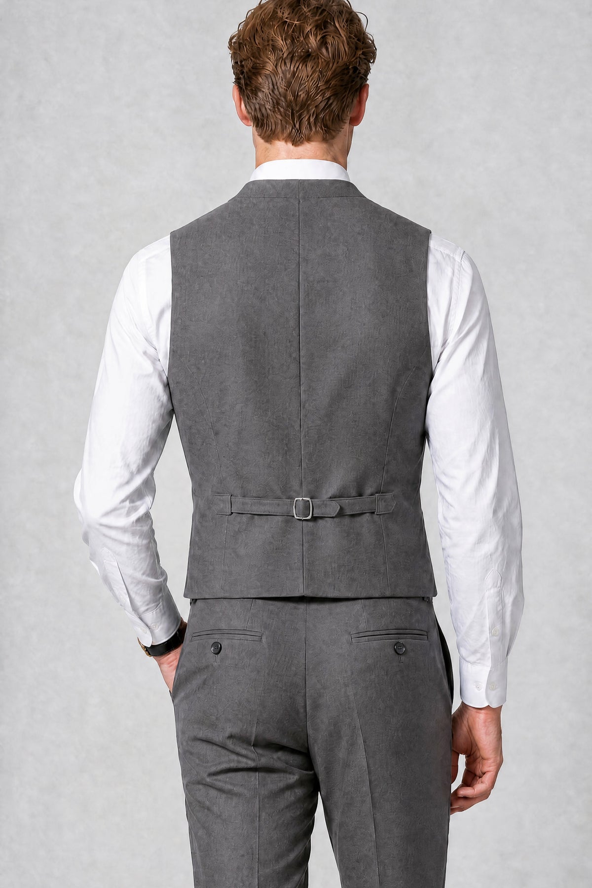 Men's Classic Grey Double-Breasted Shawl Lapel Suit Vest | Savile QX0100 - Grey