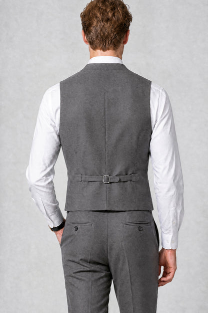 Men's Classic Grey Double-Breasted Shawl Lapel Suit Vest | Savile QX0100 - Grey