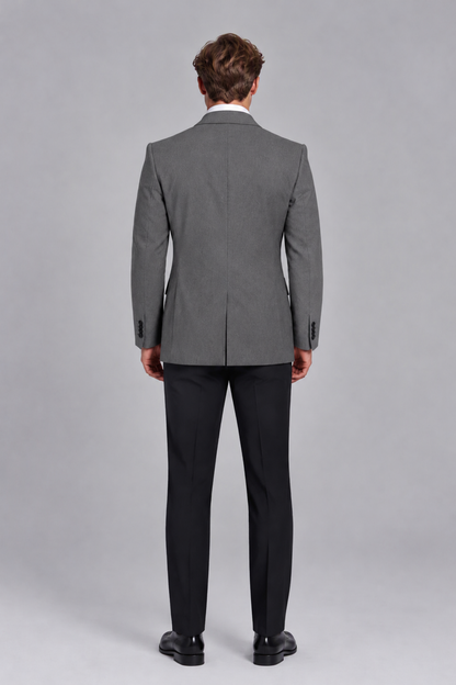Savile Men's Grey Double-Breasted Peak Lapel Blazer - Grey