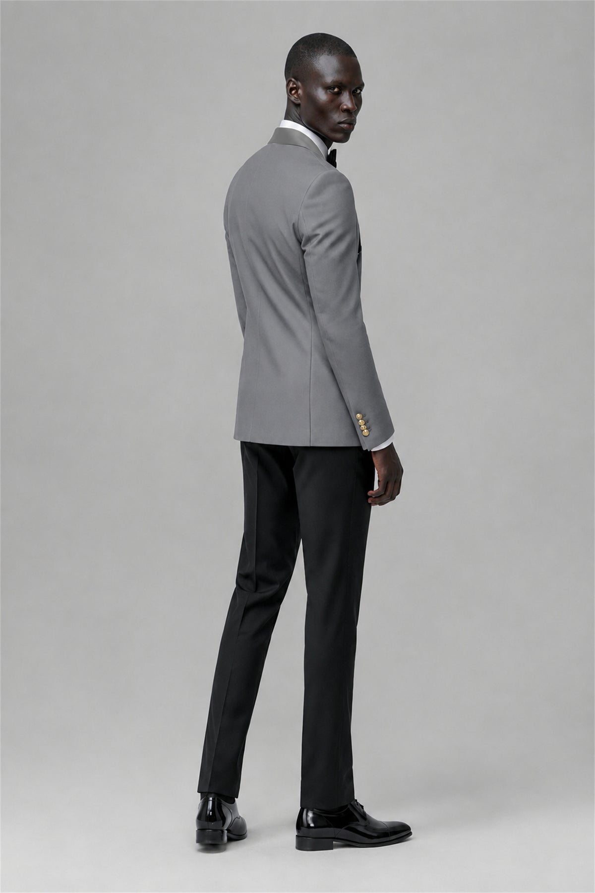 Men's Grey Double-Breasted 2-Piece Suit Set – Jacket & Trousers