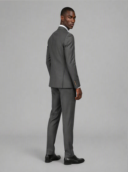 Men's Grey 3-Piece Suit Set – Jacket, Double-Breasted Vest & Trousers