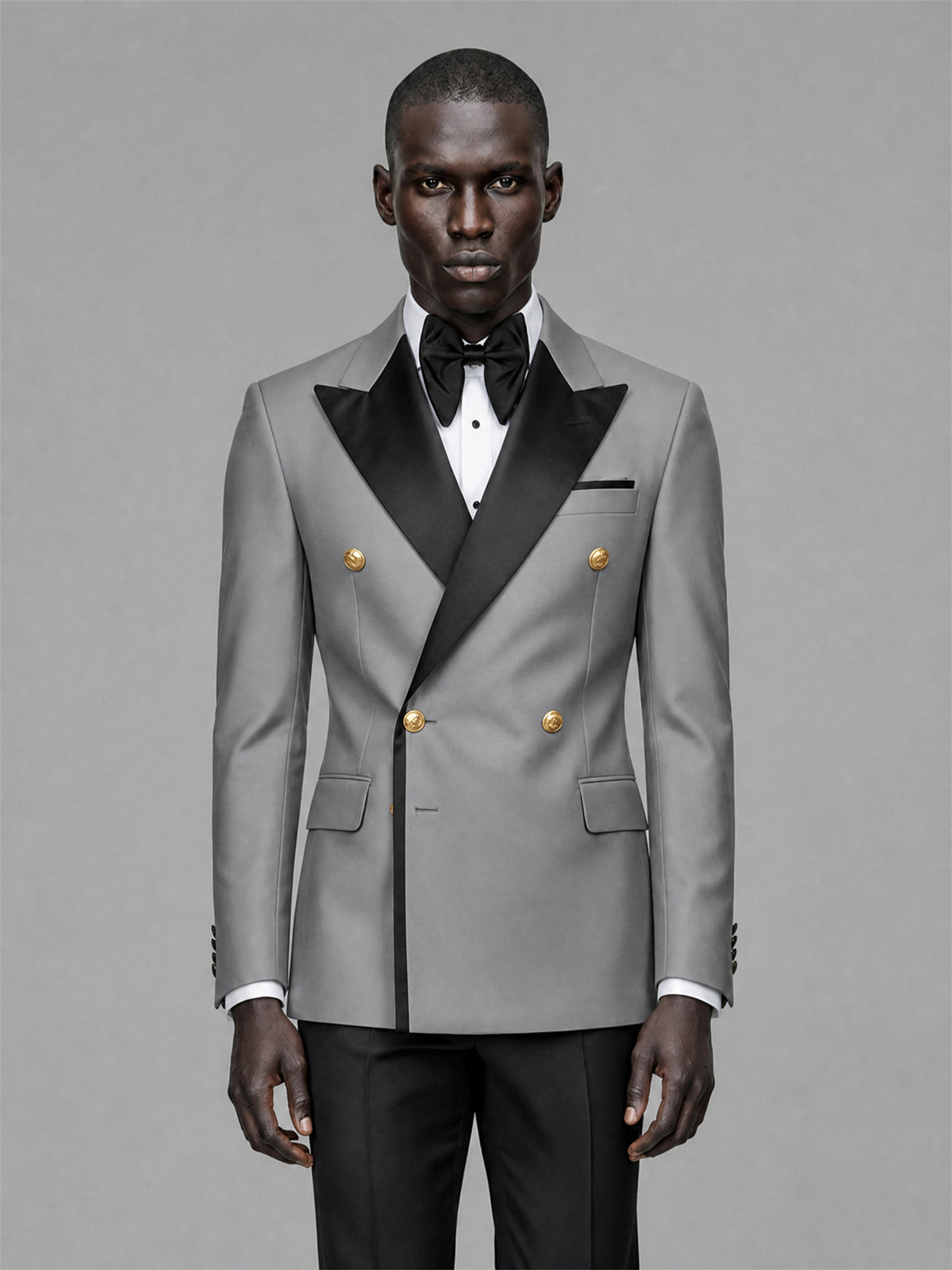 Men's Grey Double-Breasted 2-Piece Suit Set – Jacket & Trousers