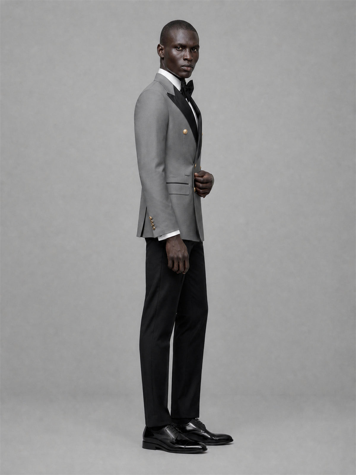 Men's Grey Double-Breasted 2-Piece Suit Set – Jacket & Trousers