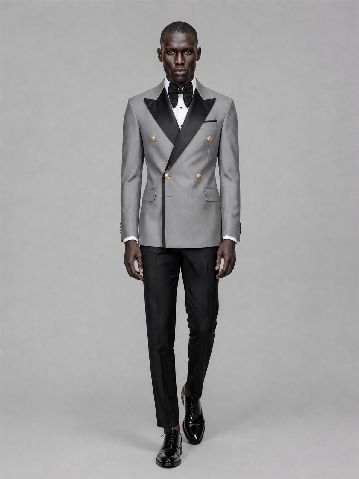 Men's Grey Double-Breasted 2-Piece Suit Set – Jacket & Trousers
