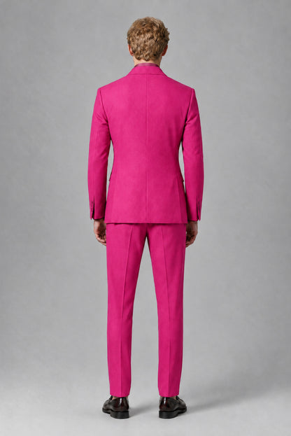 Savile Men's Hot Pink Double-Breasted Two-Piece Suit - Hot Pink