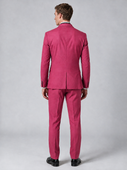 Savile Men's Hot Pink Wrap Shawl Lapel 2-Piece Suit Set – Modern Jacket & Trousers - Hot Pink - Hot Pink_3