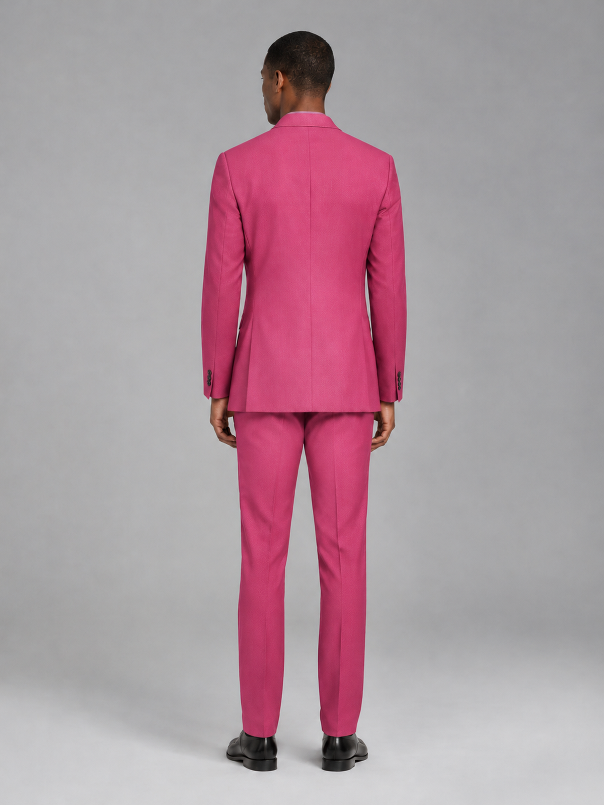 Savile Men's Hot Pink Contrast Shawl Lapel Tuxedo Suit – 3-Piece Wedding, Prom & Black-Tie Formal Set - Hot Pink - Hot Pink_3