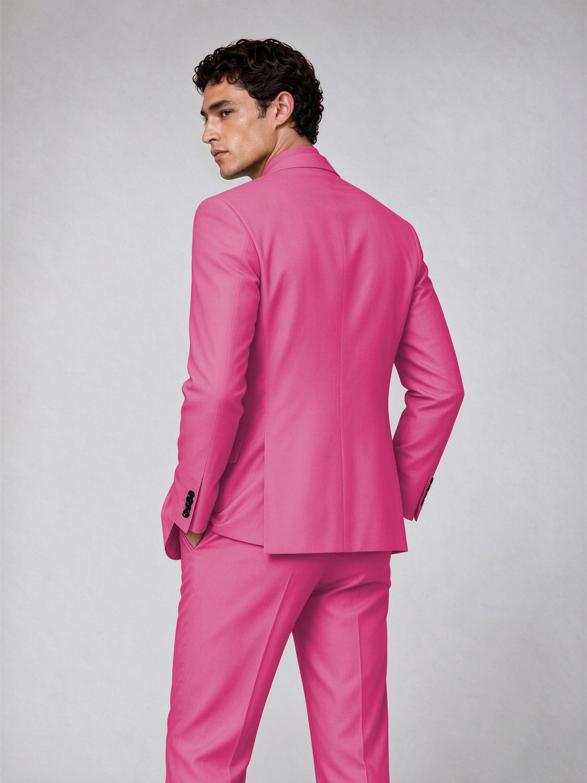 Savile Men's Hot Pink Double-Breasted 2-Piece Suit Set – Blazer & Trousers - Hot Pink