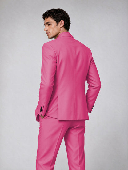Savile Men's Hot Pink Double-Breasted 2-Piece Suit Set – Blazer & Trousers - Hot Pink