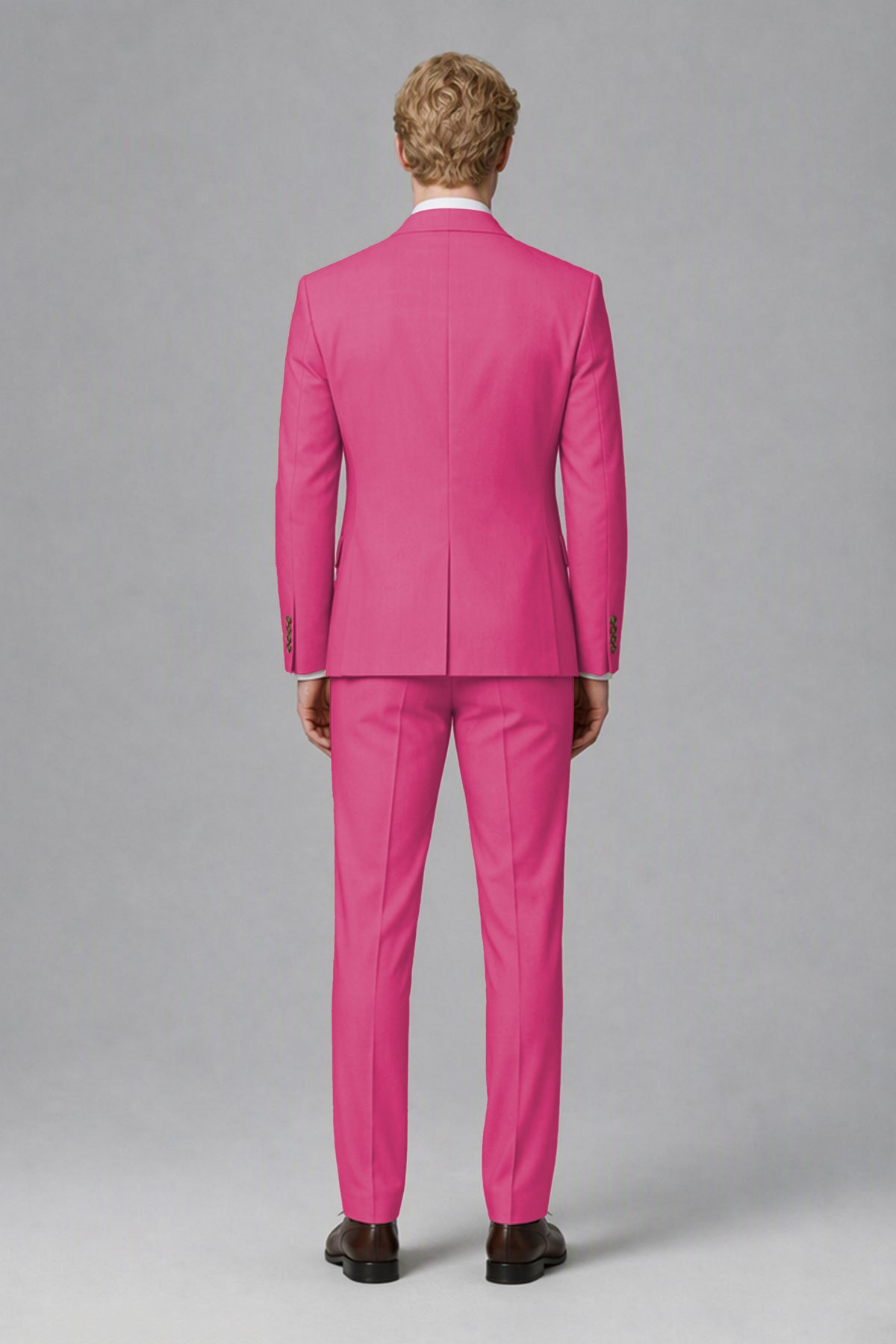 Savile Men's Hot Pink Three-Piece Wedding Suit with Double-Breasted Waistcoat - Hot Pink