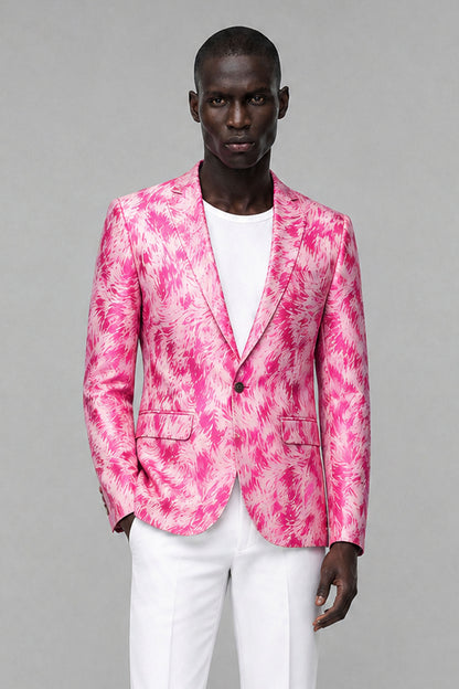 Savile Men's Hot Pink Textured Single-Breasted Blazer - Hot Pink